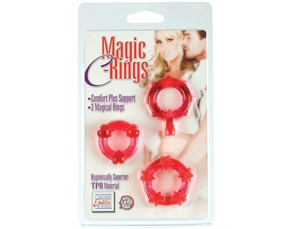 Набор из 3-х красных эрекционных колечек MAGIC C-RINGS, California Exotic Novelties