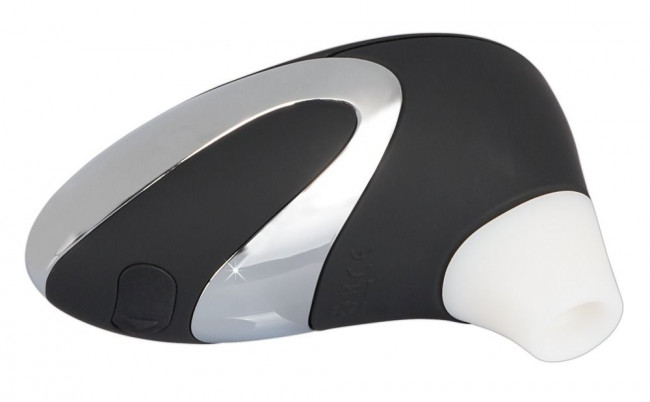 Чёрный бесконтактный стимулятор с хромированной вставкой Womanizer W500 Black Chrome, Womanizer