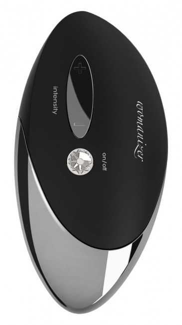 Чёрный бесконтактный стимулятор с хромированной вставкой Womanizer W500 Black Chrome, Womanizer
