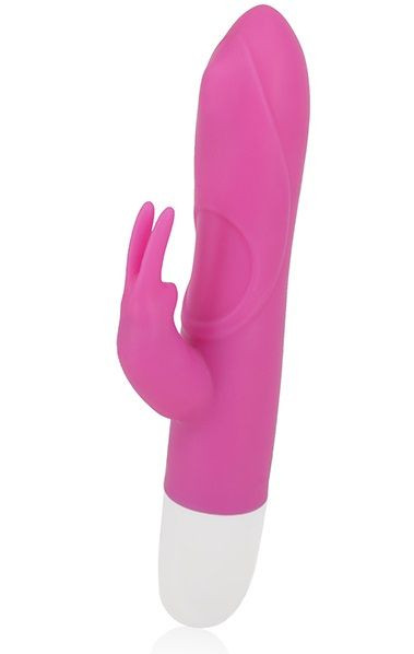 Розовый вибромассажер с клиторальным стимулятором ROLLER TIP WITH ROLLER BALL MOVEMENT - 14 см., Seven Creations