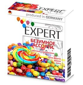 Цветные ароматизированные презервативы Expert "Безумное ассорти" - 3 шт., Expert