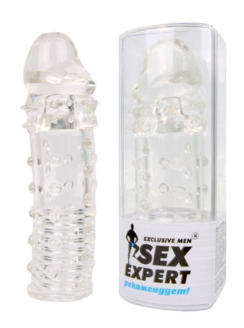 Закрытая прозрачная насадка-фаллос - 15 см., Bior toys