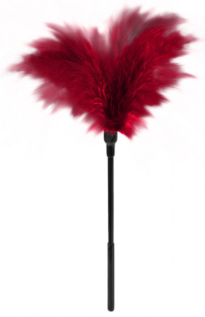 Пластиковая метелочка с красными пёрышками Small Feather Tickler - 32 см., Blush Novelties