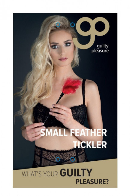 Пластиковая метелочка с красными пёрышками Small Feather Tickler - 32 см., Blush Novelties