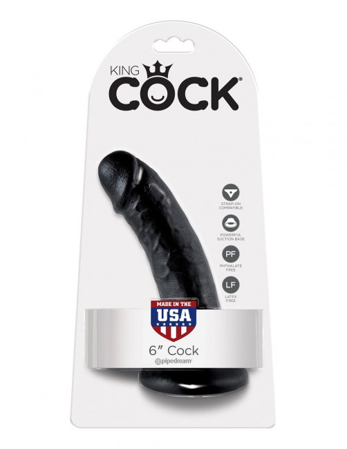 Чёрный фаллоимитатор с присоской 6" Cock - 15,2 см., Pipedream