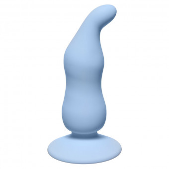 Голубая анальная пробка Waved Anal Plug Blue - 11 см., Lola toys