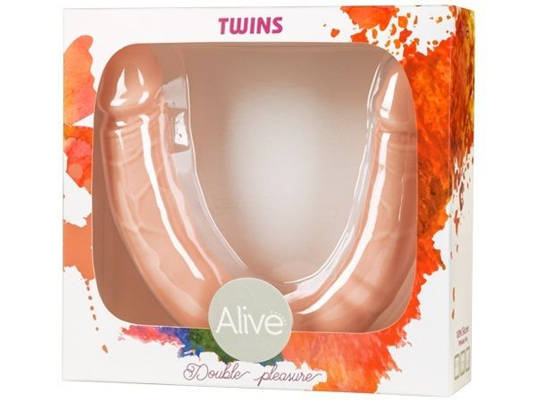 Двухсторонний телесный фаллоимитатор Twins Size M - 30 см., Adrien Lastic Двухсторонний телесный фаллоимитатор Twins Size M - 30 см., Adrien Lastic
