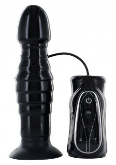 Чёрный анальный стимулятор с вибрацией THRUSTING BLACK - 17,5 см., Seven Creations