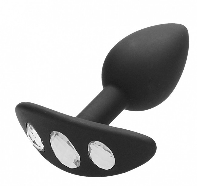 Черная анальная пробка Diamond Butt Plug With Handle - 8,6 см. Черная анальная пробка Diamond Butt Plug With Handle - 8,6 см.
