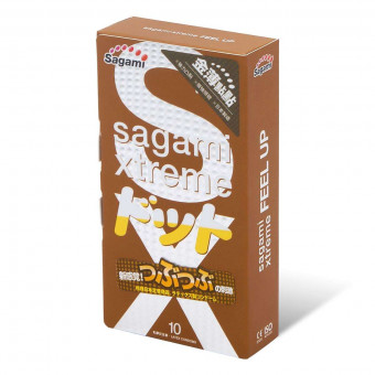 Презервативы Sagami Xtreme Feel Up с точечной текстурой и линиями прилегания - 10 шт., Sagami