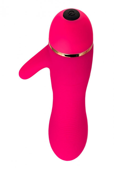 Розовый вибромассажёр с небольшим клиторальным отростком - 15 см., A-toys