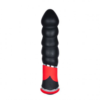 Чёрный силиконовый вибромассажёр для анальной стимуляции BOOTYFUL RIBBED VIBE, Dream Toys
