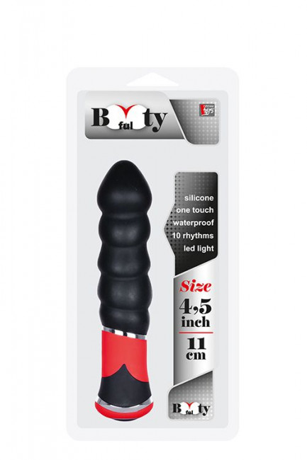 Чёрный силиконовый вибромассажёр для анальной стимуляции BOOTYFUL RIBBED VIBE, Dream Toys Чёрный силиконовый вибромассажёр для анальной стимуляции BOOTYFUL RIBBED VIBE, Dream Toys