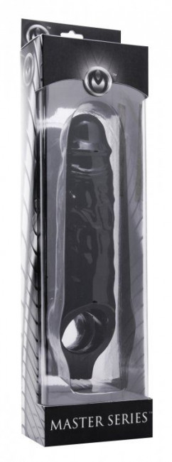 Чёрная увеличивающая насадка на член Mamba Cock Sheath Packaged - 16,5 см., XR Brands Чёрная увеличивающая насадка на член Mamba Cock Sheath Packaged - 16,5 см., XR Brands