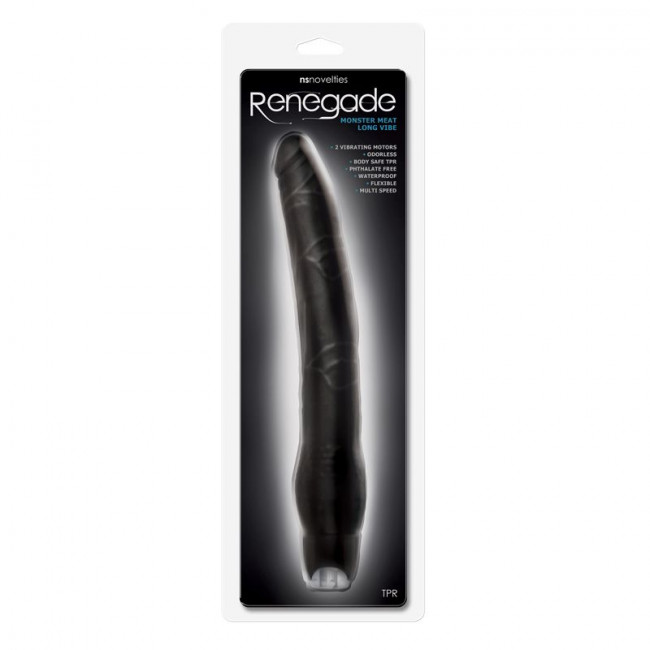 Длинный чёрный вибратор Monster Meat Long Vibe - 30,5 см., NS Novelties Длинный чёрный вибратор Monster Meat Long Vibe - 30,5 см., NS Novelties