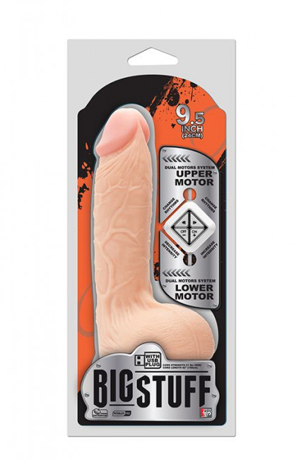 Телесный USB-вибратор BIGSTUFF DUAL MOTOR 9.5INCH - 24 см., Dream Toys