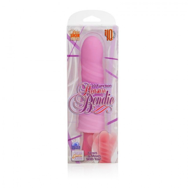 Розовый гнущийся вибромассажёр 10-Function Pleasure Bendie Vibes - 20 см., California Exotic Novelties