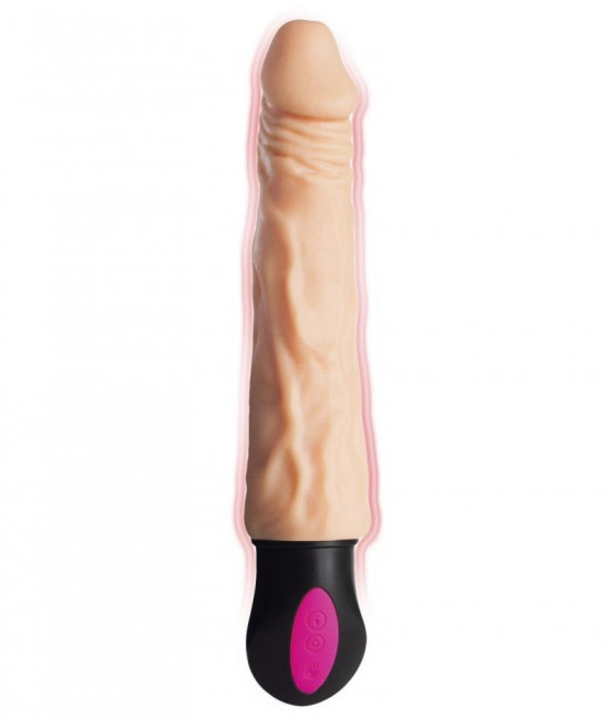 Телесный гнущийся вибратор с функцией нагрева - 19 см., A-toys Телесный гнущийся вибратор с функцией нагрева - 19 см., A-toys
