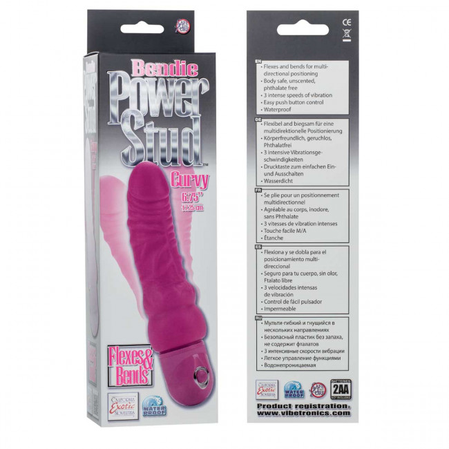 Гибкий рельефный вибратор Bendie Power Stud Curvy, California Exotic Novelties