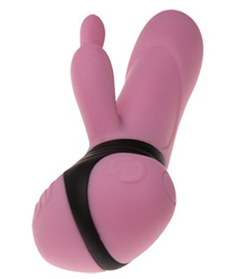 Вибромассажер с клиторальным стимулятором Mini Bonnie - 18,7 см., Adrien Lastic