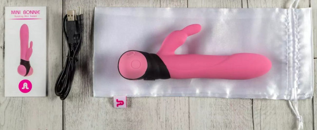 Вибромассажер с клиторальным стимулятором Mini Bonnie - 18,7 см., Adrien Lastic