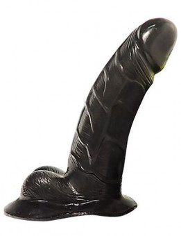 Чёрный фаллоимитатор Macho на присоске с мошонкой - 18 см., Eroticon