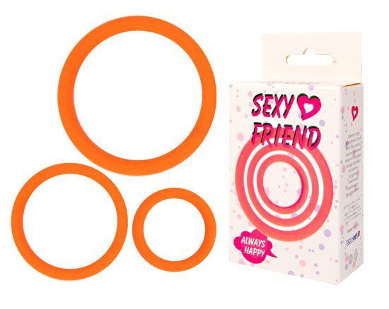 Набор из 3 эрекционных колец оранжевого цвета, Bior toys