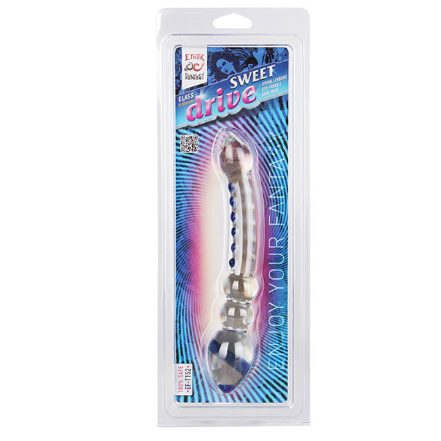 Двусторонний стеклянный фаллос с разными головками Sweet Drive - 22 см., Erotic Fantasy