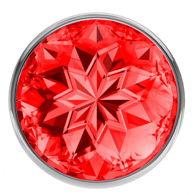 Малая серебристая анальная пробка Diamond Red Sparkle Small с красным кристаллом - 7 см., Lola toys