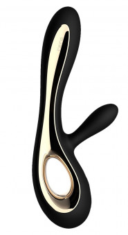 Черный вибратор с клиторальным отростком Soraya Black - 22 см., Lelo