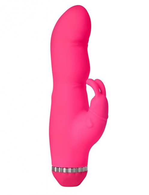 Розовый вибратор с клиторальным стимулятором PURRFECT SILICONE DELUXE DUOVIBE - 17,5 см., Dream Toys Розовый вибратор с клиторальным стимулятором PURRFECT SILICONE DELUXE DUOVIBE - 17,5 см., Dream Toys