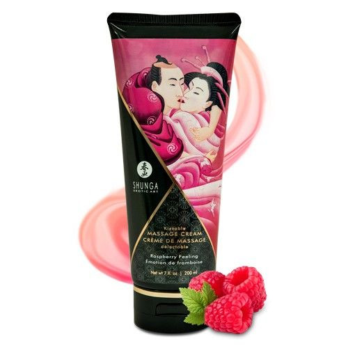 Массажный крем для тела с ароматом малины Raspberry feeling - 200 мл., Shunga