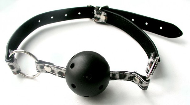 Чёрный кляп-шарик Ball Gag на ремешках с леопардовым принтом, Bior toys
