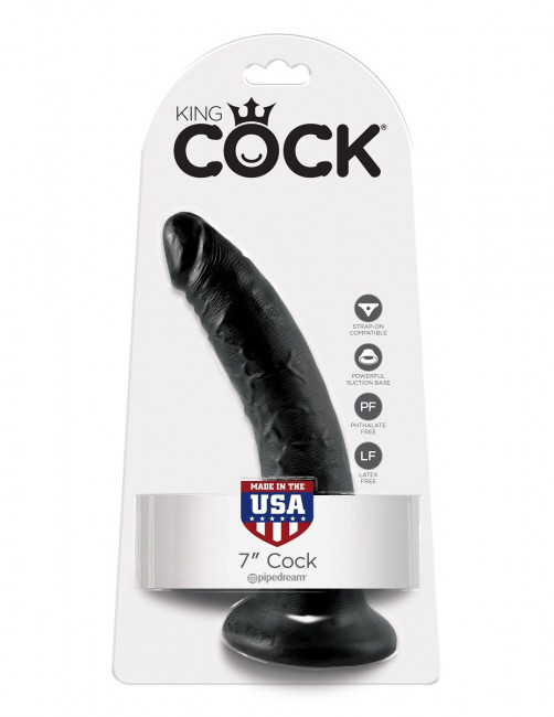 Чёрный фаллоимитатор с присоской 7" Cock - 17,8 см., Pipedream