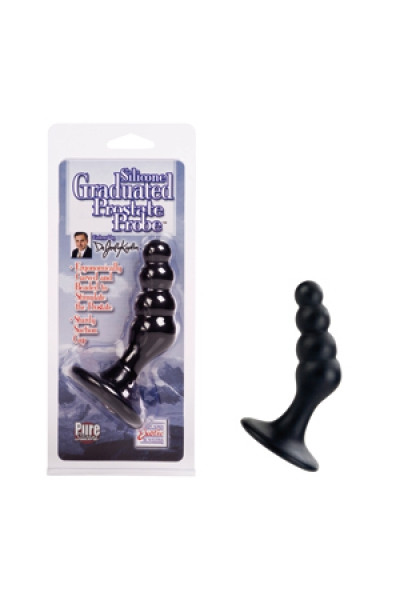 Массажер простаты Graduated Silicone Prostate Probe рельефный из силикона черный, California Exotic Novelties