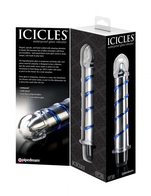 Стеклянный вибростимулятор ICICLES № 20 - 17,8 см., Pipedream