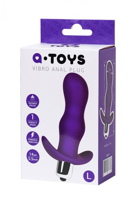 Фиолетовая изогнутая анальная вибропробка - 14 см., A-toys Фиолетовая изогнутая анальная вибропробка - 14 см., A-toys
