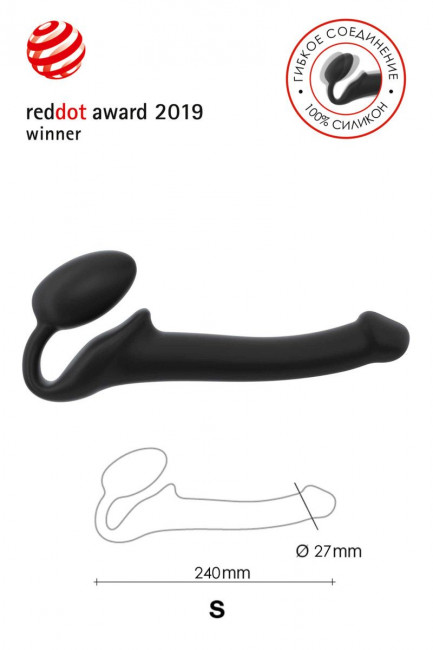 Черный безремневой страпон Silicone Bendable Strap-On S Черный безремневой страпон Silicone Bendable Strap-On S