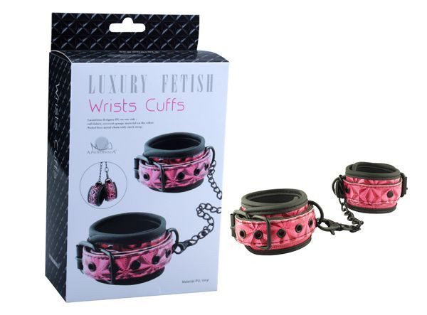 Розово-чёрные кожаные наручники Wrists Cuffs с геометрическим узором, Erokay Розово-чёрные кожаные наручники Wrists Cuffs с геометрическим узором, Erokay