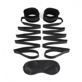 Чёрные манжеты для фиксации на кровати Bondage Bed Strap, Lux Fetish