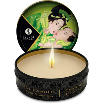 Массажная свеча Exotic Green Tea с ароматом зелёного чая - 30 мл., Shunga