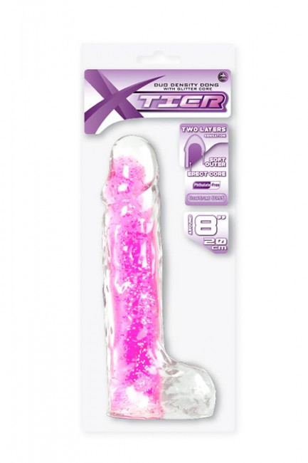 Розовый гелевый фаллоимитатор EXCELLENT POWER X TIER DUO DENSITY - 20 см., NMC
