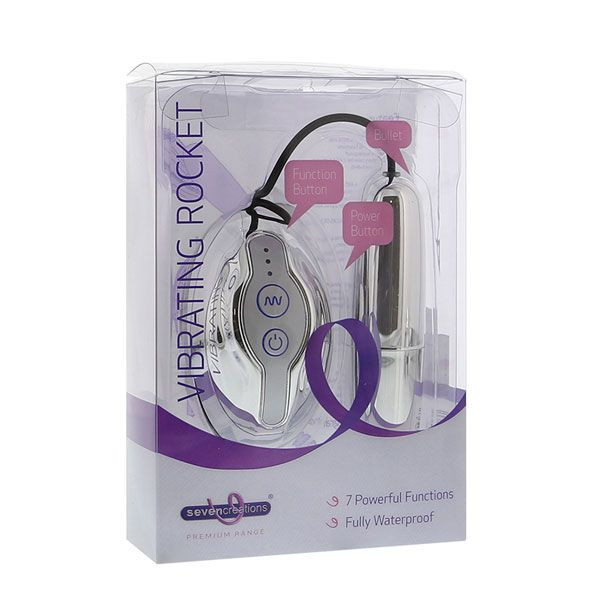 Серебристая продолговатая вибропуля PREMIUM RANGE VIBRATING ROCKET SILVER - 11 см., Seven Creations