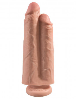 Телесный сдвоенный фаллоимитатор 9" Two Cocks One Hole - 25,4 см., Pipedream