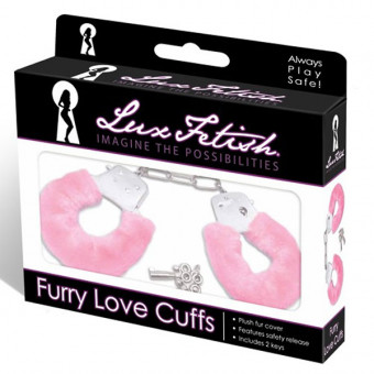 Розовые меховые наручники, Lux Fetish