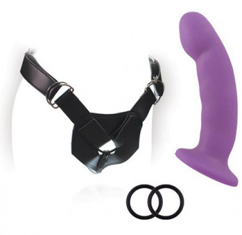 Изогнутый фаллоимитатор с креплением на регулируемом поясе ADVANCED HARNESS KIT WITH CICI - 15 см., Blush Novelties