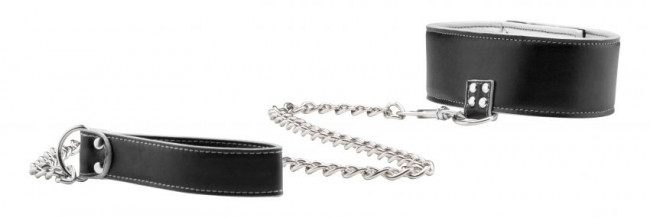 Чёрно-белый двусторонний ошейник с поводком Reversible Collar with Leash, Shots Media BV