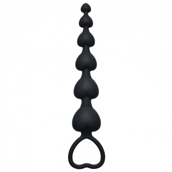 Чёрная анальная цепочка Heart's Beads Black - 18 см., Lola toys