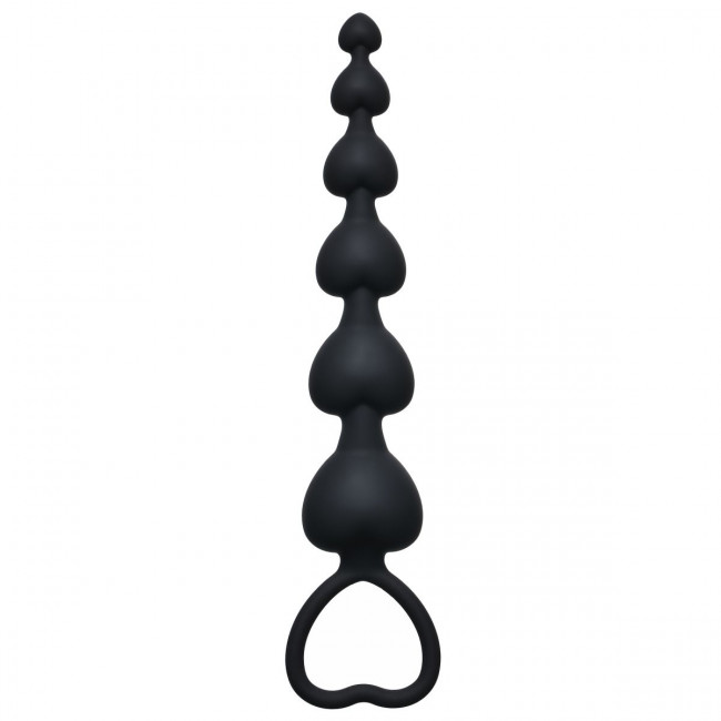 Чёрная анальная цепочка Heart's Beads Black - 18 см., Lola toys