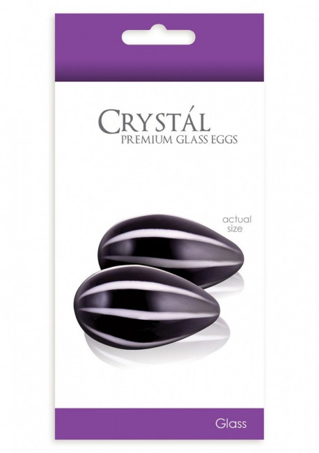 Черные стеклянные вагинальные шарики Crystal Kegel Eggs, NS Novelties